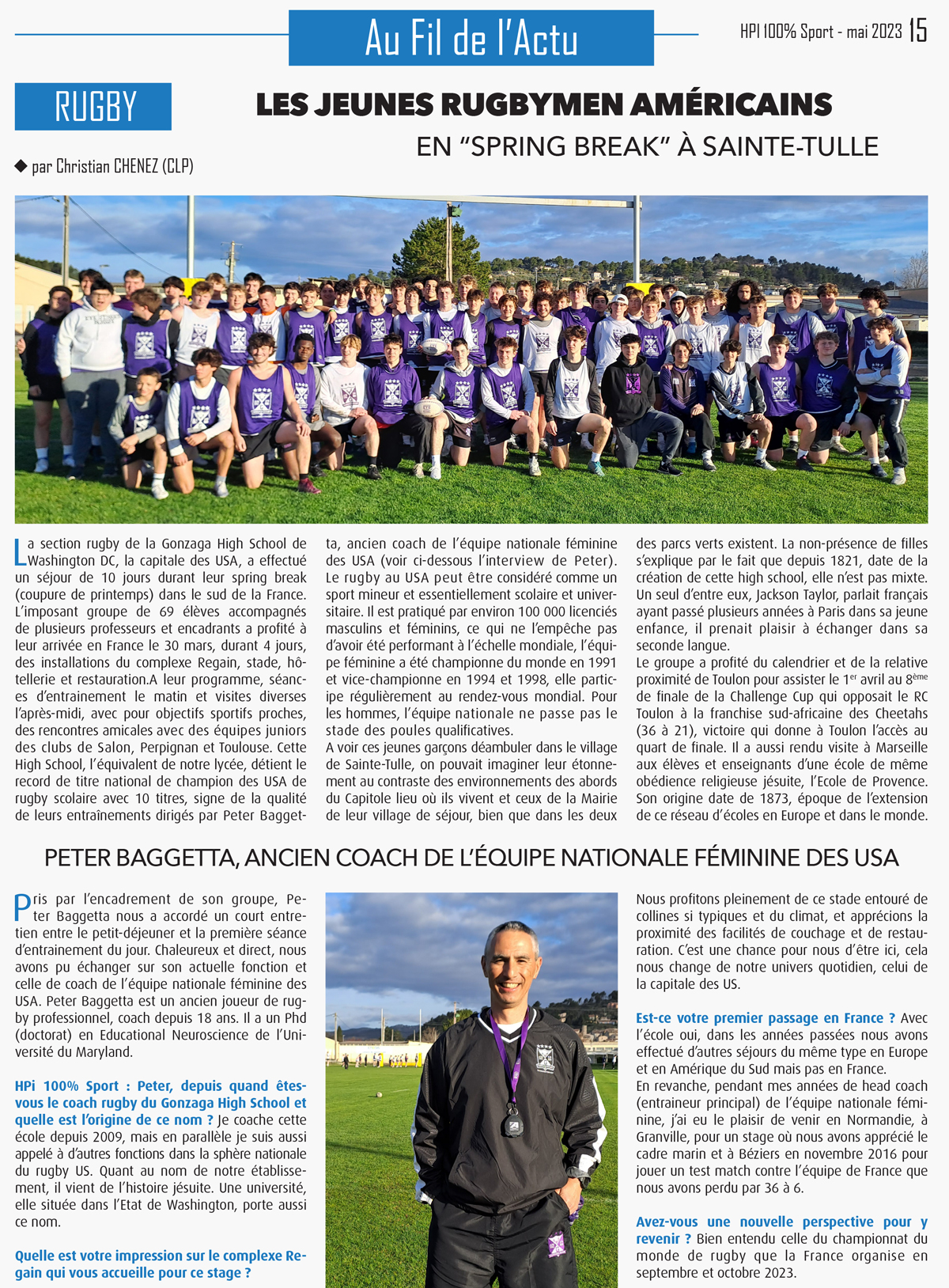 Gonzaga Rugby France Tour