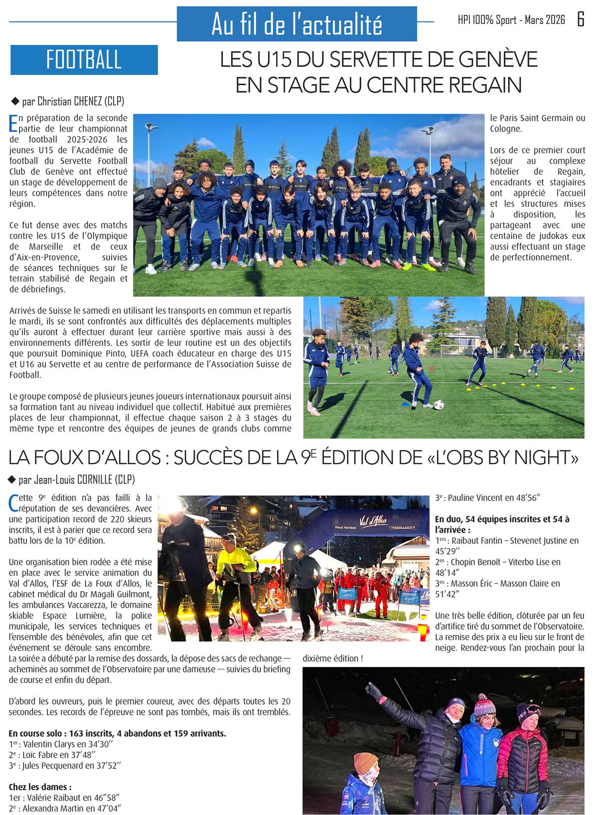 Stage U15 Servette FC Février 2026