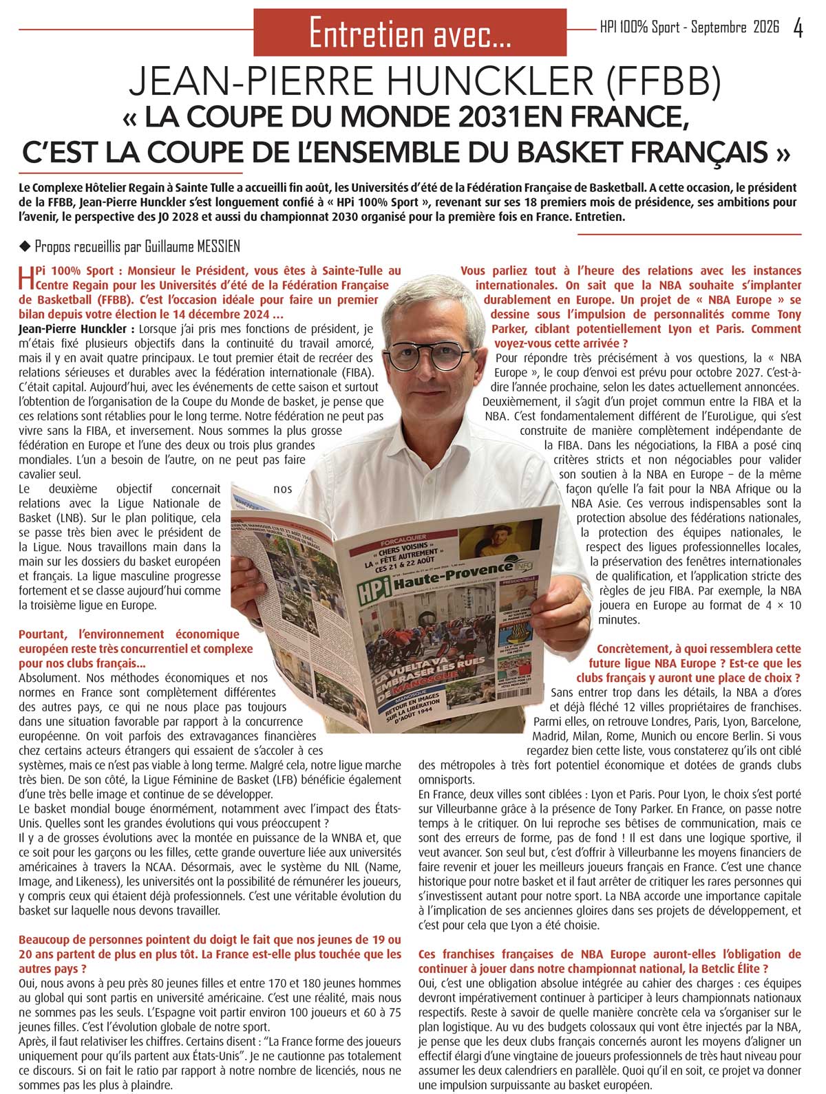 Interview Jean-Pierre Hunckler, Coupe du Monde Basket 2031